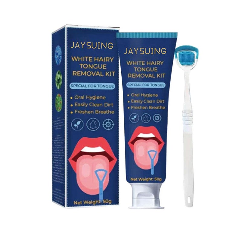 Tongue Cleaning Gel Set, Fresh Mint Tongue Cleaning Paste, Bad Breath and Halitosis, Mouth Odor Eliminator, Easy to Use Tongue Scraper, Use with Tongue Brushes - Image 1